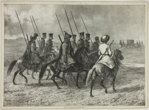 Escorte cosaque à la frontière du Kouban, Taman (Russie centrale), 11 octobre 1837 - Denis Auguste Marie Raffet
