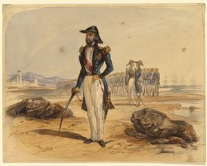 Général avec des troupes en arrière-plan - Denis Auguste Marie Raffet