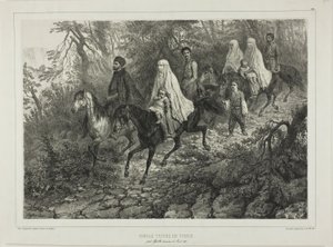 Famille tartare en voyage, près de Yalta, Crimée, 15 août 1837 - Denis Auguste Marie Raffet