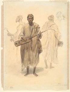 Un Maure musicien des rues à Tanger - Denis Auguste Marie Raffet