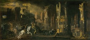 La conversion de saint Paul dans un paysage fantastique (peinture sur toile) - Desiderio Monsu