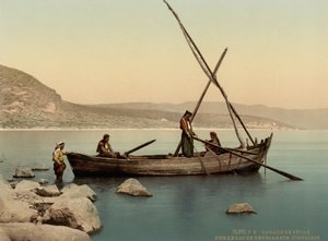 Bateau de pêcheur sur le lac, Tibériade, Terre Sainte, c.1890-1900
