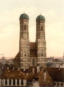 Frauenkirche, Munich, Bavière, Allemagne, impression photochrome, vers 1900