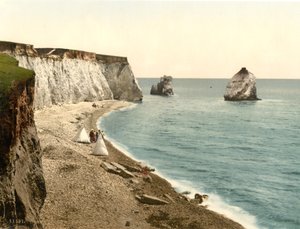 Arche de Freshwater Bay et rochers du Cerf, île de Wight, Angleterre