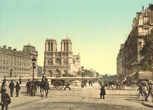 Notre-Dame et le pont Saint-Michel, Paris, France, c.1900