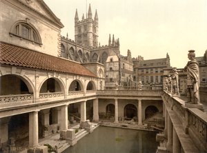 Bains romains et abbaye, Bath, vers 1890-1900 (tirage photochrome) - Detroit Publishing Co.