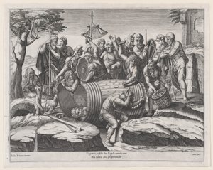 Speculum Romanae Magnificentiae: Marcus Atilius Regulus dans un tonneau, fin 16e siècle
