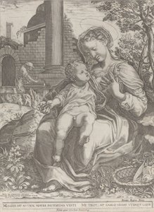 La Sainte Famille en Égypte, avec Joseph en charpentier en arrière-plan, [1577], republié en 1774