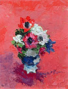 Anémones sur fond rouge, 1992