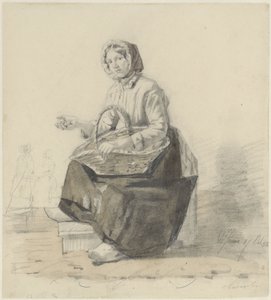 Marchande de rue assise avec un panier - Diederik Franciscus Jamin