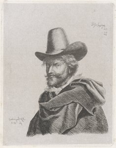 Portrait de Pierre Paul Rubens avec manteau et chapeau haut