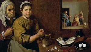 Scène de cuisine avec le Christ dans la maison de Marthe et Marie, c.1618