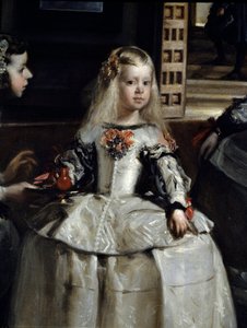 Las Meninas (détail) : Margarita Teresa entourée de serviteurs et de nains de cour
