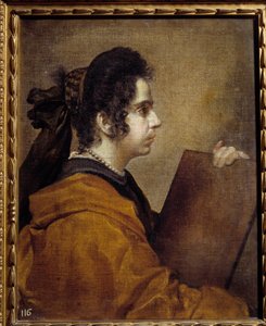 Portrait de Juana Pacheco en Sibylle. Juana Pacheco, fille du peintre Francisco Pacheco (1564-1654) et future épouse de Diego Velázquez. Peinture de Diego Velázquez (1599-1660)