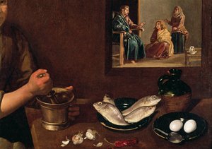 Scène de cuisine avec le Christ dans la maison de Marthe et Marie (détail) - Diego Velázquez