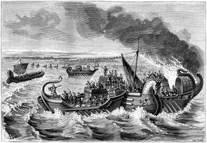 Combat entre navires romains et vénètes, rivière Loire, 56 av. J.-C., 1882-1884