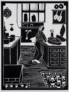 Le dîner est prêt, Ripertoli (linogravure) - Dione Verulam