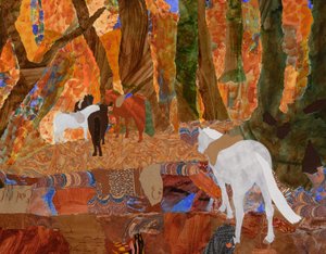 Poneys dans les bois, 2024 (collage)