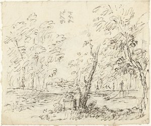 Jardin avec escalier et statues