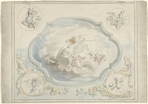 Projet pour une peinture de plafond avec Charitas et Pax - Dionys van Nijmegen