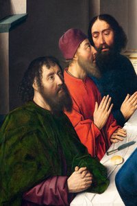 Église paroissiale (Parochiekerk Sint-Pieter). Peinture. La Cène. Dirk Bouts. 1464-1468. (détail)