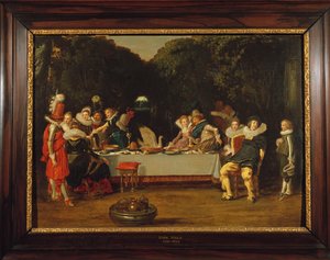 Figures élégantes festoyant dans une tonnelle - Dirck Hals