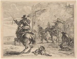 Un cheval pissant attaché à un poteau - Dirck Stoop