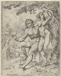 Adam et Ève cueillent le fruit défendu - Dirck Volckertsz. Coornhert (attributed to)