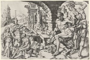 Job fouetté par Satan - Dirck Volckertsz. Coornhert (attributed to)