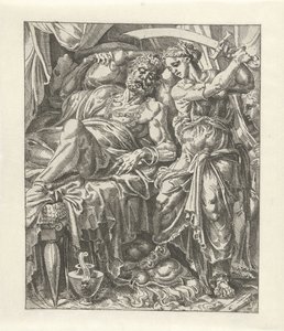 Judith décapite Holopherne (Judith et Holopherne) - Dirck Volckertsz. Coornhert (attributed to)