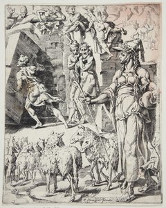 Jacob roulant la pierre de la bouche du puits