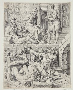 Joseph interprétant les rêves du majordome et du boulanger - Dirck Volckertsz. Coornhert
