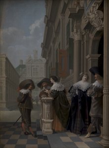 Conversation devant un palais