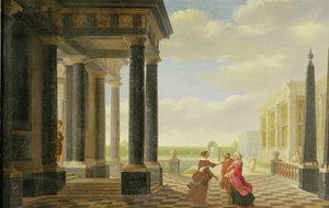 Figures en conversation dans un cadre classique - Dirck van Delen