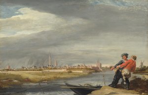 Tirant le filet, avec une vue de Zwolle - Dirk Hardenstein