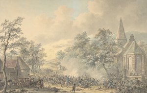 Scène de bataille avec église à droite - Dirk Langendijk