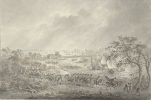 Traversée des troupes anglaises et hanovriennes de Nimègue à Lent sur le pont de bateaux sur la Waal, 7 novembre 1794 - Dirk Langendijk