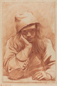 Autoportrait (craie rouge) - Dirk Theodor Helmbrecker