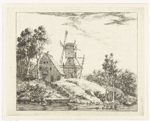 Paysage avec ferme et moulin à Holstein - Dirk Vis Blokhuyzen