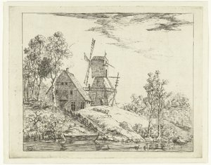 Paysage avec ferme et moulin à Holstein - Dirk Vis Blokhuyzen