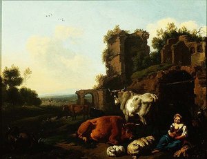 Paysage avec bergère, vers 1670