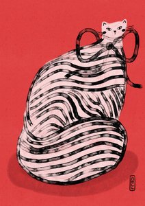 Chat fantaisiste à rayures rouges - Dirkie Nell