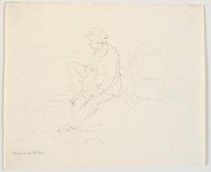 Deux hommes assis sur un rocher - Ditlev Blunck
