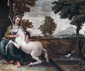 Une Vierge avec une licorne