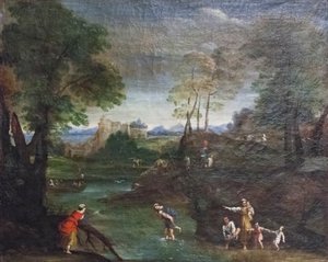 Paysage avec gué