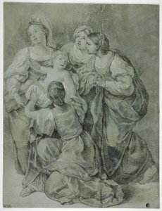 Groupe de quatre femmes et enfant