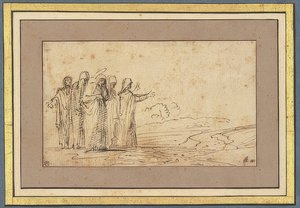 Marie avec quatre saintes femmes dans un paysage