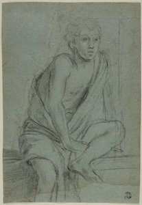 Jeune homme assis : Étude pour la flagellation de Saint André - Domenichino