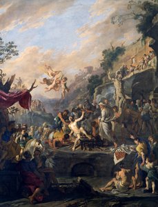 Martyr de Saint Laurent, peinture par Domenico Gargiulo dit Micco Spadaro, Italie