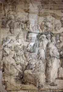Histoire de Moïse sur le mont Sinaï : les Hébreux attendent le retour de Moïse - Domenico Beccafumi